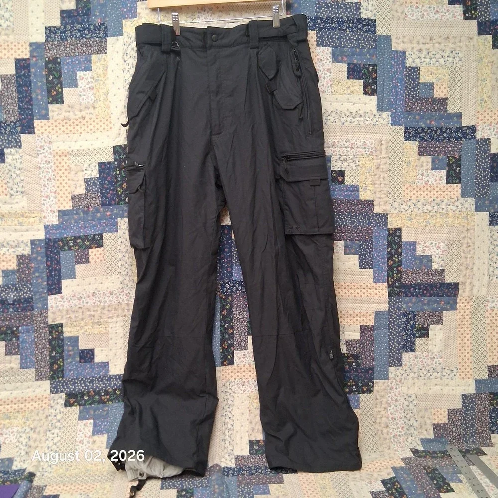 E408 Turbine Snowboard Pants Men XL Black Cargo Ski Snow Waterproof Baggy Winter